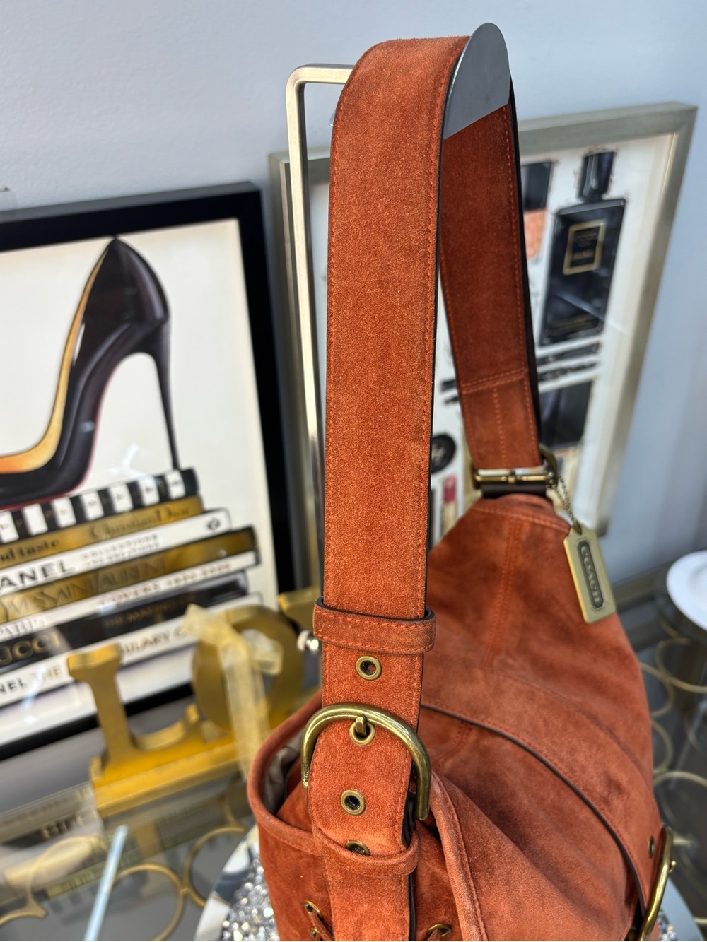Coach 2003 vintage Soho Suede Braided Flap Shoulder Bag w/matching wristlet EUC - Picture 9 of 17